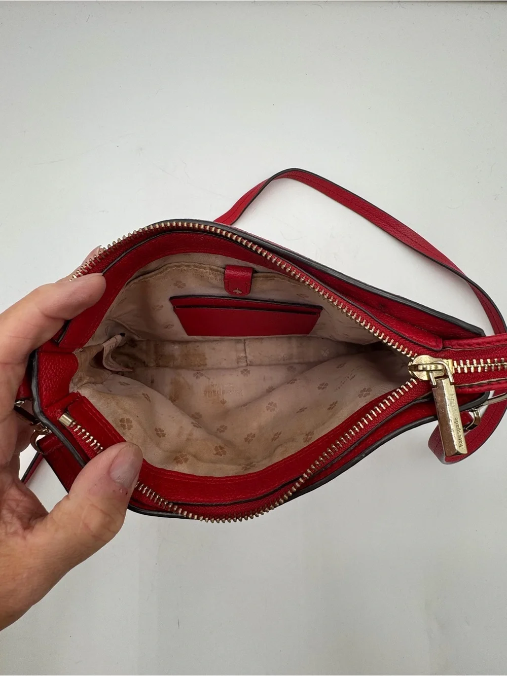 Kate Spade New York Red Pebbled Leather Crossbody Shoulder Bag Purse Dust Bag
